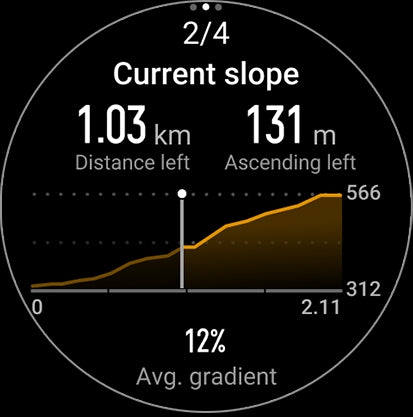 During climbs, check gradient and elevation information at any time to manage your effort effectively